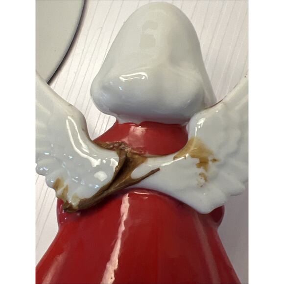 Vintage Nippon Angel Girl Holding Candle Christmas Figurine Red Gold Japan FLAW - Picture 12 of 16